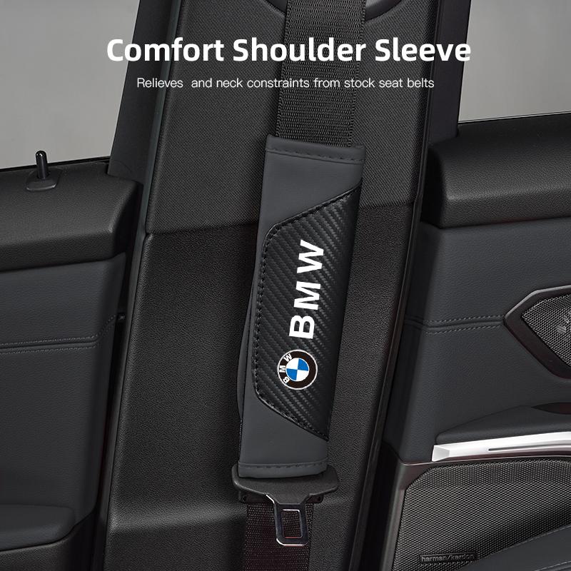 2Pcs Car Leather Seat Belt Shoulder Cushion Protective Cover Auto Tissue Box For BMW X1 X2 X3 X5 X4 X6 X7 iX3 F20 F10 F07 E GFTR32