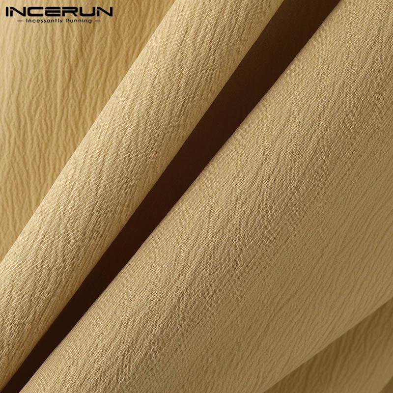 INCERUN Мужские топы с рукавами 3/4, свободные повседневные рубашки-кимоно со шнуровкой спереди