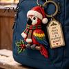 Decorative Keychain Charm Christmas Santa Claus Keychain, Cartoon Snowman Reindeer Elf Highland Cow Gingerbread Man Ornament Keyring, Xmas Character