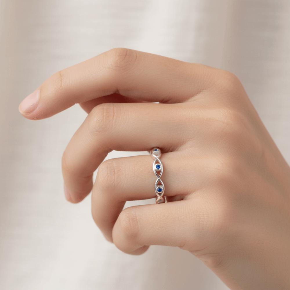 Unique Turkish Ring Adjustable Blue Zircon Ring Lucky Demon Eye Open Ring Gift