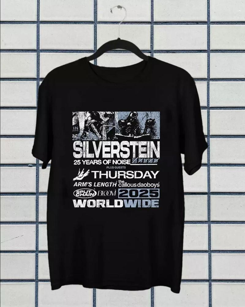 Silverstein Band 25 years Of Noise Tour 2025 T Shirt Full Size S5XL Unisex T-Shirt