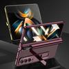 Electroplated Magnetic Hinge Pen Holder Case for Samsung Galaxy Z Fold 4 Case with Glass Film Clear Hard Cover for Samsung Fold 5 Plating Case