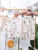 Детский дышащий мультяшный домашний комплект: Летний комплект: Лонгслив и брюки