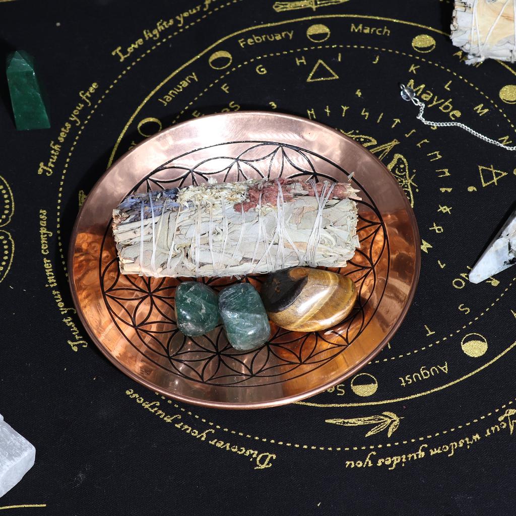 Incense Smudge Plate Copper Flower of Life