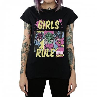 Женская/Девичья хлопковая футболка оверсайз 'Girls Rule'