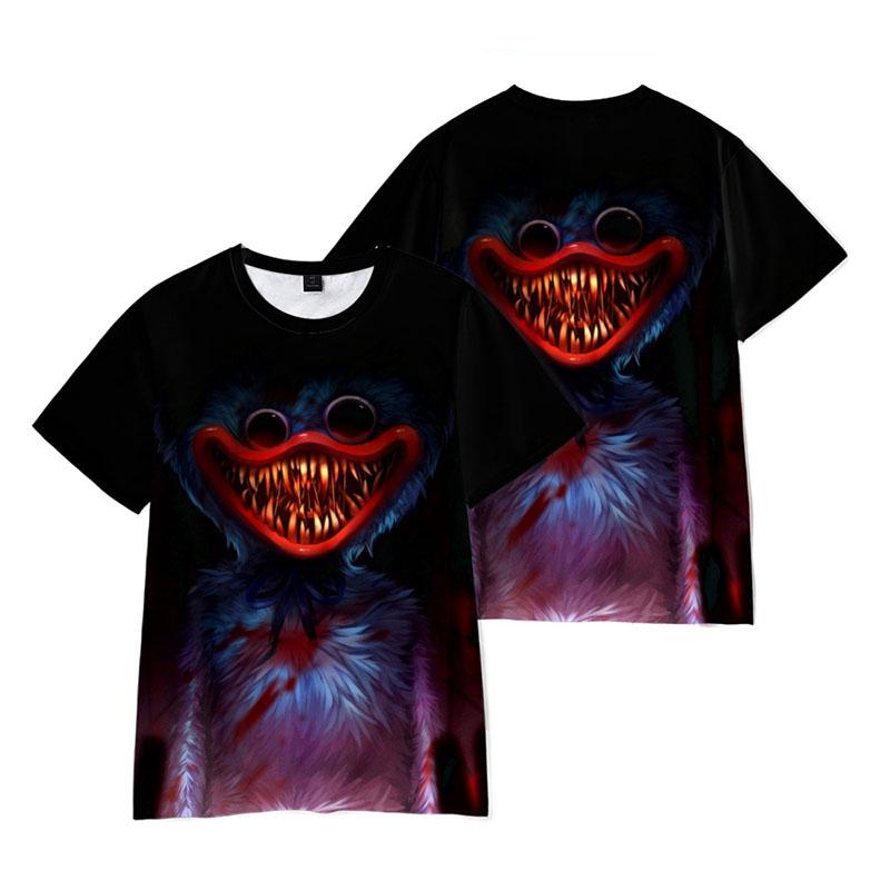 Футболки Poppy Playtime Huggy Wuggy Horror Game с 3D принтом для мальчиков и девочек, модная футболка с круглым вырезом, детские футболки для мальчиков, топы, одежда