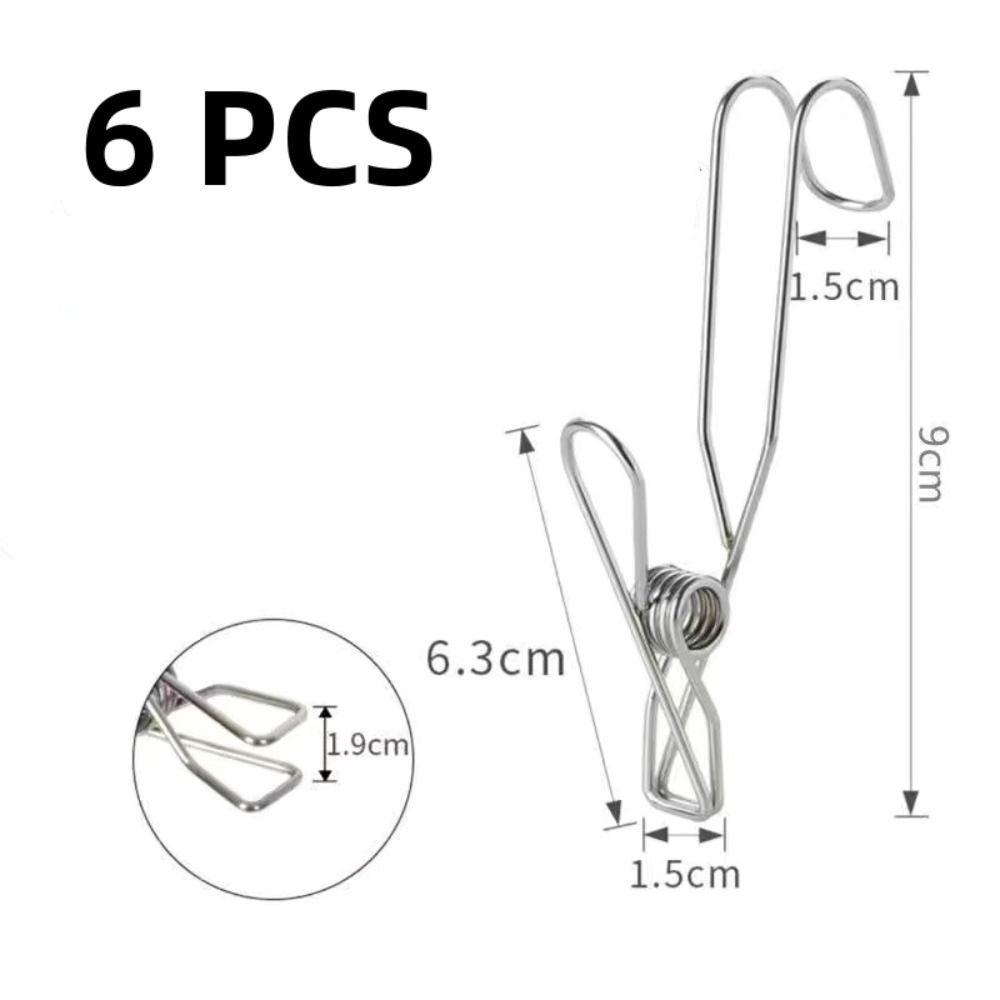 6Pcs Durable Long Tail Clip Organizer Metal Clothespins Multifunctional Towel Organizer Closet