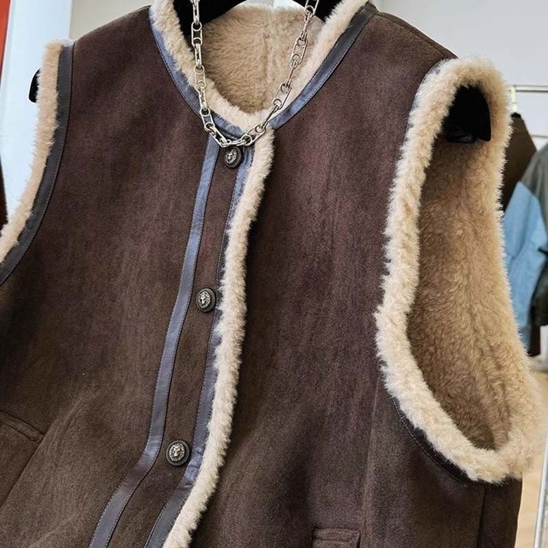 Жилет для женщин Хлопковый Осенний Зимний Без рукавов Топы Жилет на флисовой подкладке Оверсайз Утепленный Жилет