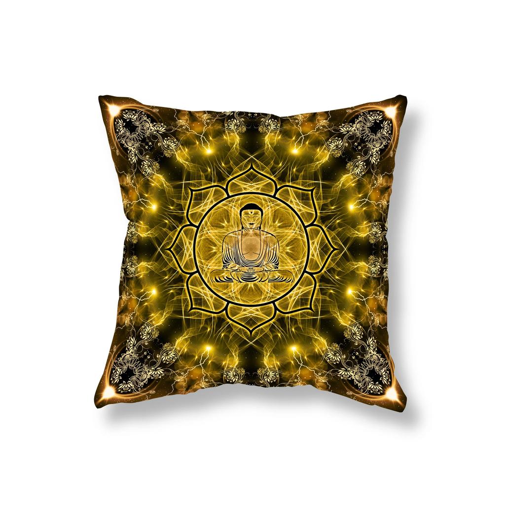 Meditation Buddha Pillowcase Sofa Decoration Room Bedside Office Game Chair Cushion Cover Home Decor  45x45cm