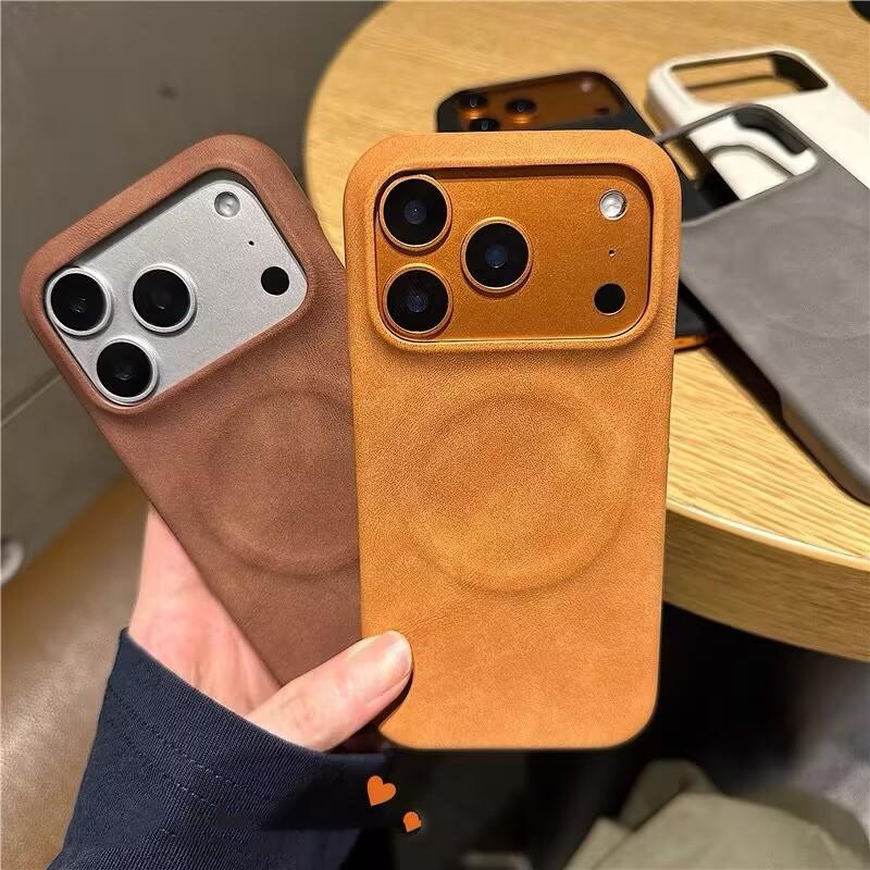 Роскошный чехол для телефона из овчины с магнитным креплением для iPhone 17 Air 13 Mini 12 11 14 15 Plus 16 Pro Max XS XR X Матовый чехол