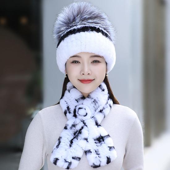 Шапка из меха кролика рекс, комплекты шарфов, женские зимние теплые роскошные шапки из 100% натурального меха лисы, шарфы из меха кролика рекс, качественные вязаные меховые шапки