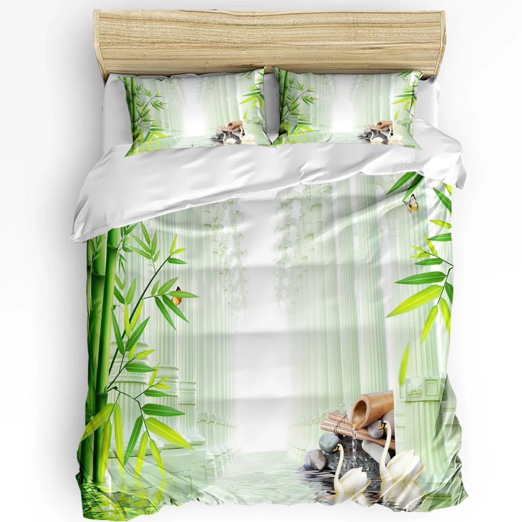 Lily Flowers Butterfly Water Surface Duvet Cover 3pcs Bedding Set Home Textile Quilt Cover Pillowcases Room Bedding Set No Sheet