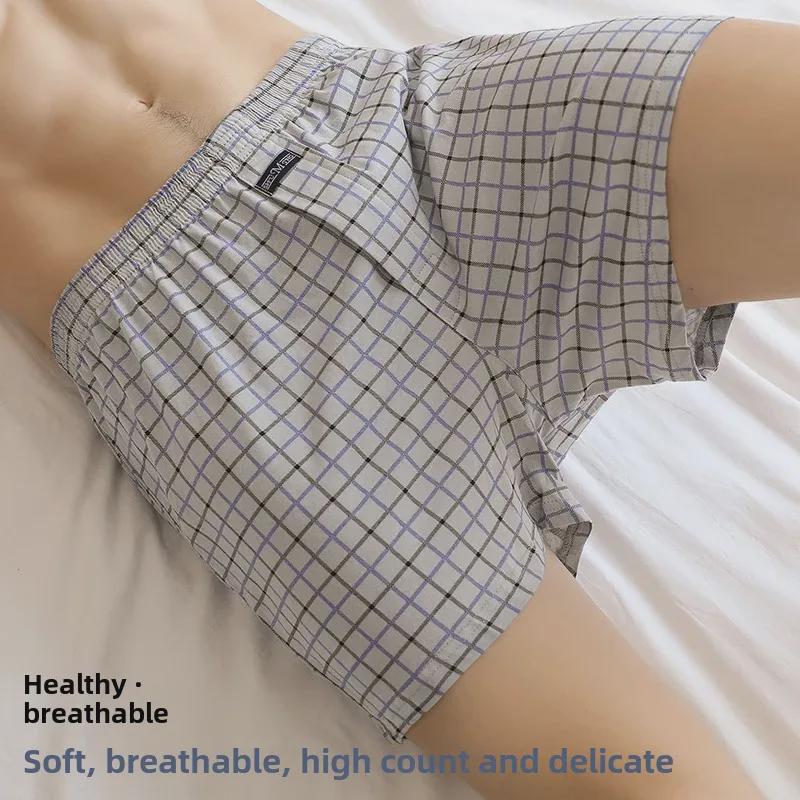 Мужские свободные хлопковые трусы-боксеры для людей среднего и пожилого возраста - летние шорты большого размера