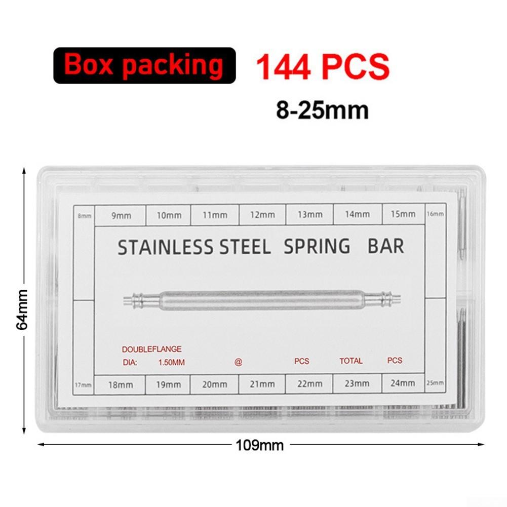 Набор инструментов для ремонта пружинных стержней из нержавеющей стали для часовых ремней, 144 шт.
