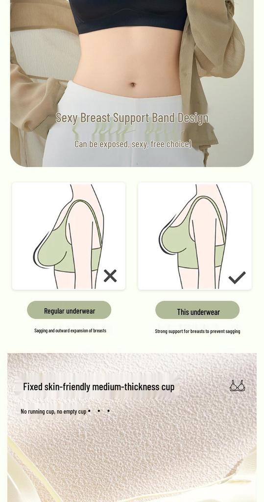Бесшовный беспроводной бюстгальтер: Мягкая поддержка, Предотвращает обвисание, Разработано для большой груди