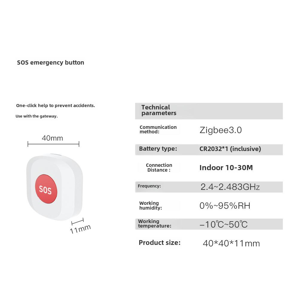 Tuya Zigbee Smart Home Water Detector & Smoke Alarm with Wireless Temperature and Humidity Sensor Switch