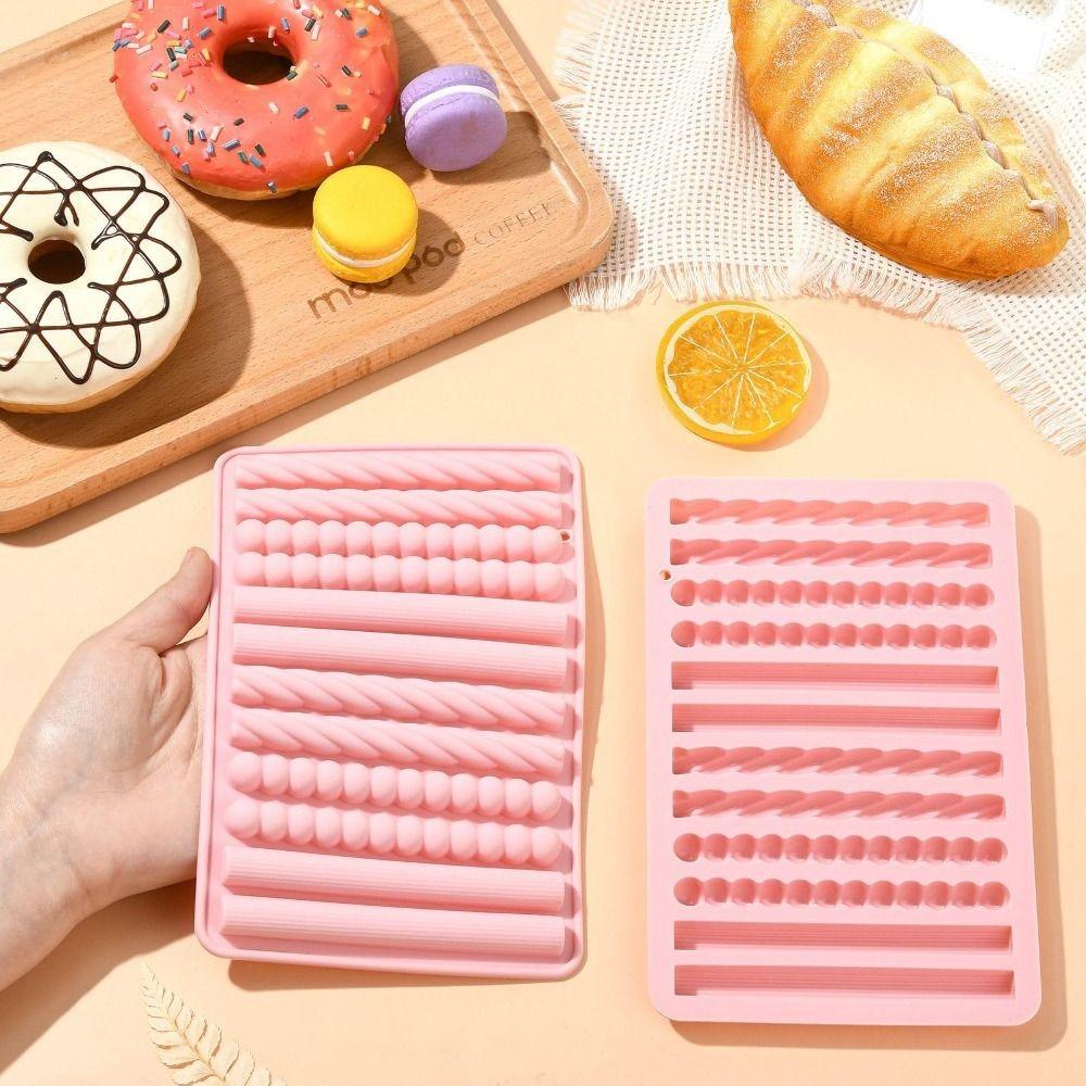 Silicone Chocolate Molds Strip Non-stick Fondant Mould Pretzel Stick Mold Cupcake Decoration