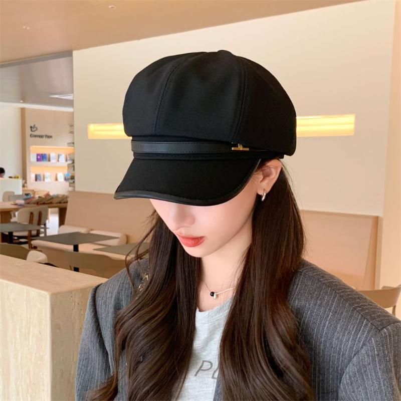 Ранняя осень новая британская ретро восьмиугольная шляпа женская пряжка на ремне берет с буквой повседневная универсальная шляпа художника прилив