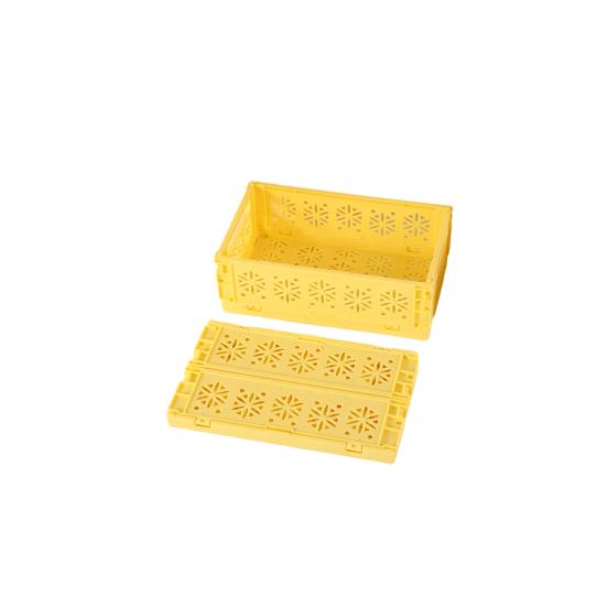 Storage Basket Foldable with Handle Ventilated Hollow Design Organizer Portable Stackable Large Opening Organizer for Home Bathroom Kitchen
