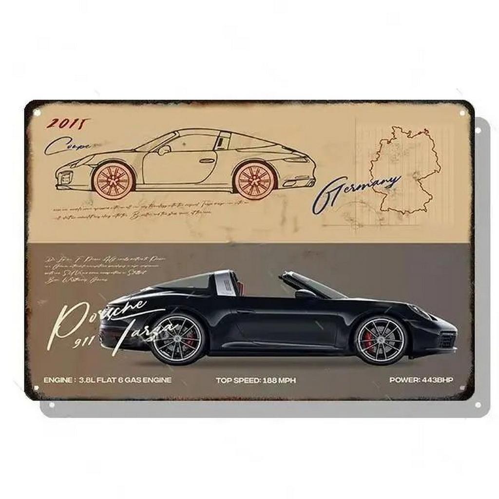 Металлические жестяные таблички Плакат Классические автомобили Настенное украшение Винтажные художественные постеры Жестяная картина для мужской пещеры Дома Кафе Игровой комнаты Клуба Бара