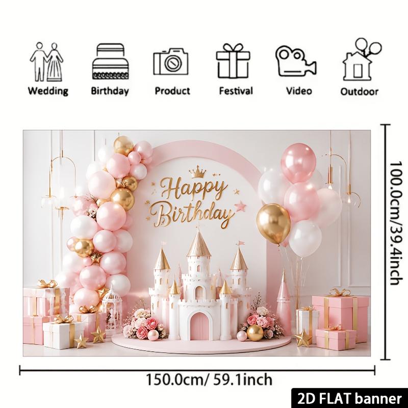 The birthday theme banner background fabric can be used as wall decoration and a photo backdrop.