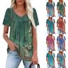 Women's Casual V-Neck Short Sleeve Chest Ruffle Printed Top