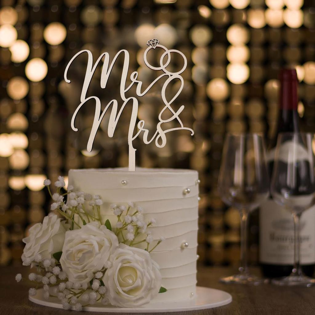 Топпер для торта Мистер и Миссис Свадебный топпер для торта из дерева
