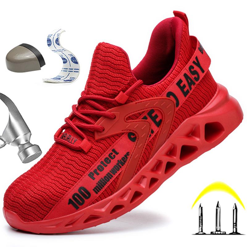 Fashion Safety Shoes For Women Men Indestructible Shoes Anti-Puncture Anti-Smash Work Shoes Lightweight Comfort Protective Shoes