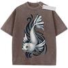 Unisex Washed Black Vintage T  Shirt Catfish High  Quality Fabric for Home Leisure Travel Shopping