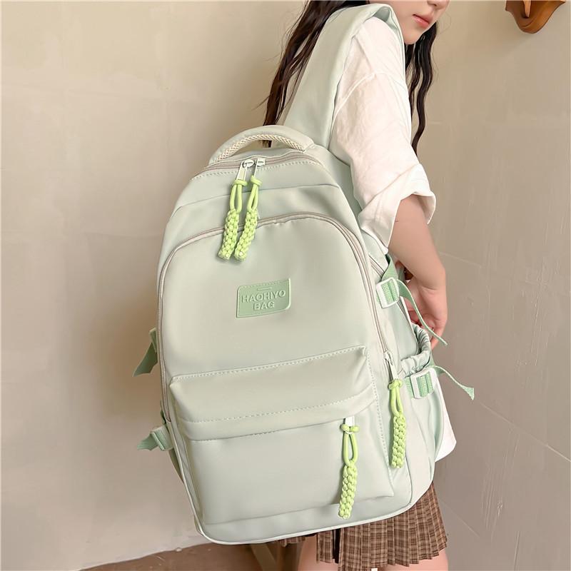 Simple Solid Color Letters And Woven Zipper Decoration Student Backpacks For Kids