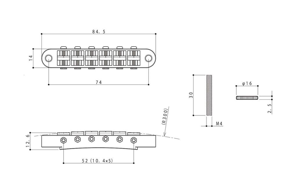 Скуд GOTOH GE103B Кастомное латунное седло 300R Тип Seriage Никель GE103BN-BS
