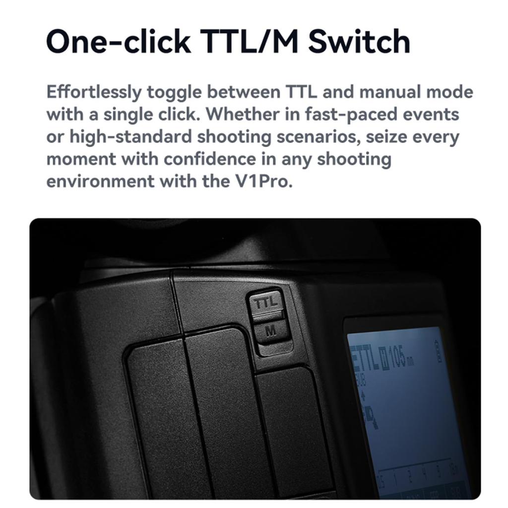 Вспышка Godox Godox для Fujifilm TTL Speedlite HSS 500 секунд полной мощности, перезарядка с внешней вспышкой [Авторизованный агент] Камеры V1Pro-F, вспышка 1/8000,