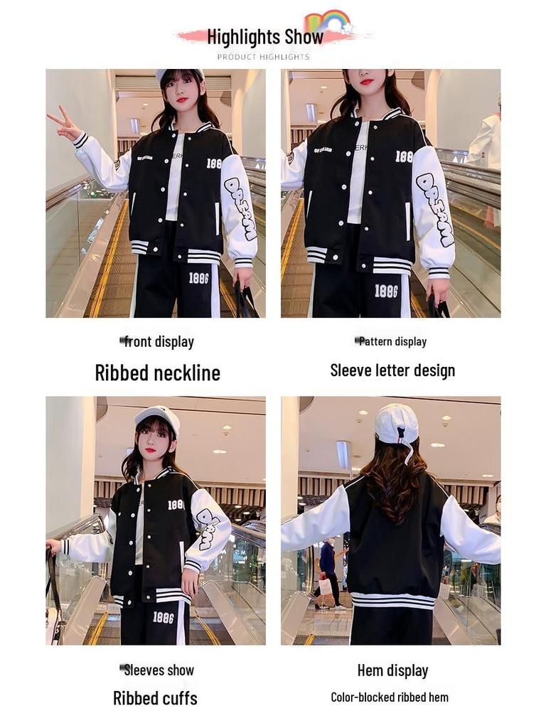 Девочки Весенне-Осенний Модный Костюм: Модные блейзеры и спортивная одежда для детей