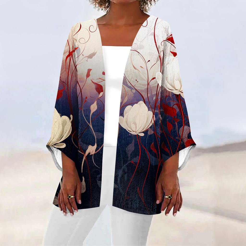 Женская повседневная модная легкая куртка средней длины с принтом, кардиган