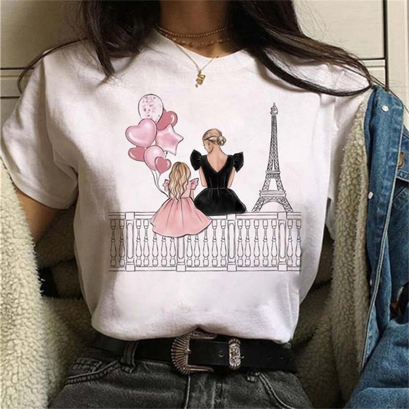 Spring Summer New Mother's Day Theme Large Size Women's Simple Cartoon Casual T-shirt Women Oversized T Shirt Tops