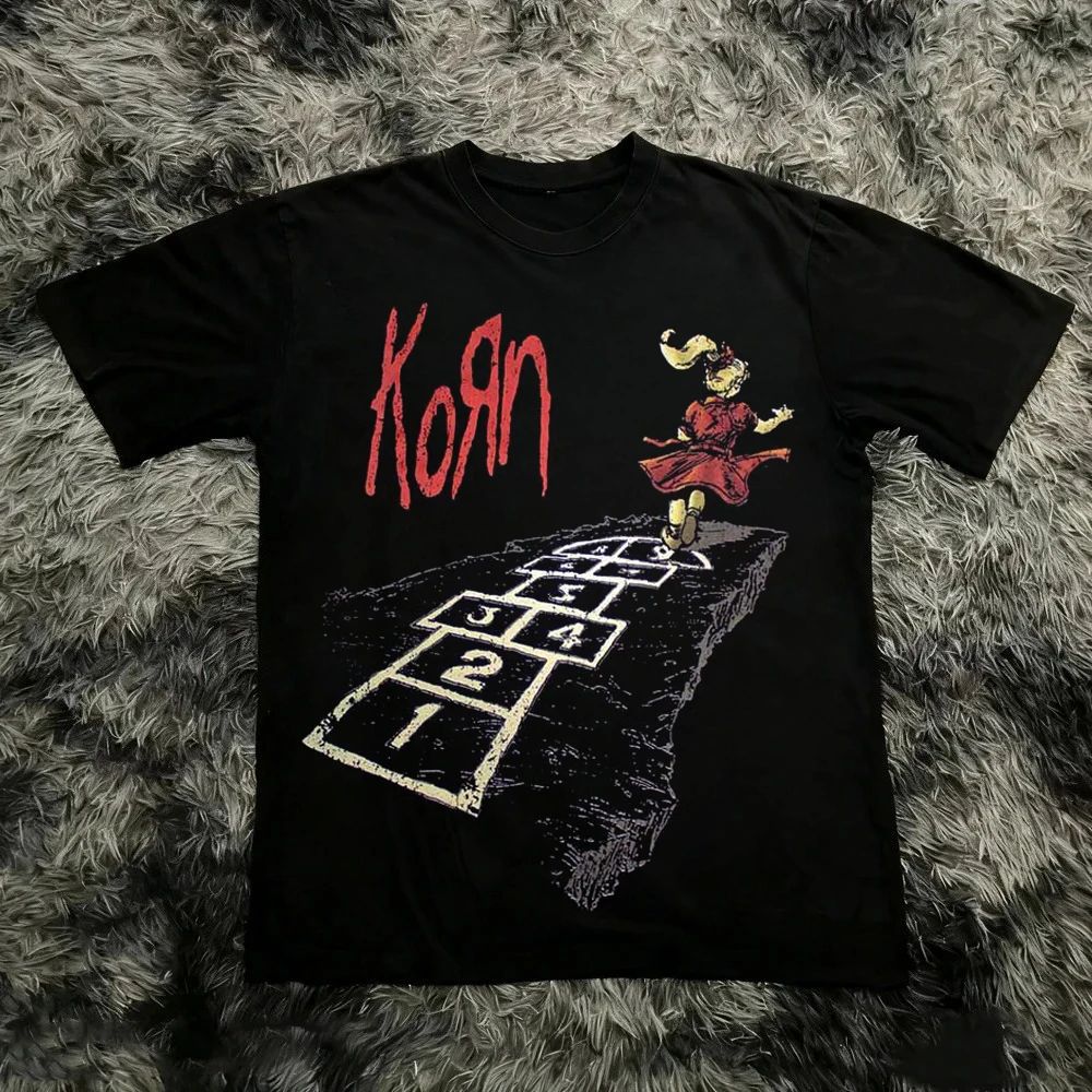Футболка с принтом Rock Band Korn Follow The Leader Двусторонняя Метал-группа Teecasual Свободная Оверсайз Парная Футболка Винтажные Топы Унисекс