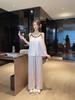 Sexy beautiful back pajamas women's summer Ice Ribbon chest pad cool feeling pure desire suspender trousers nightgown loungewear three-piece set
