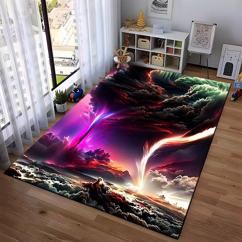 Colorful Lightning Storm Pattern Carpet for Living Room Decoration Suitable for use as an anti-slip for living room bedroom sofas