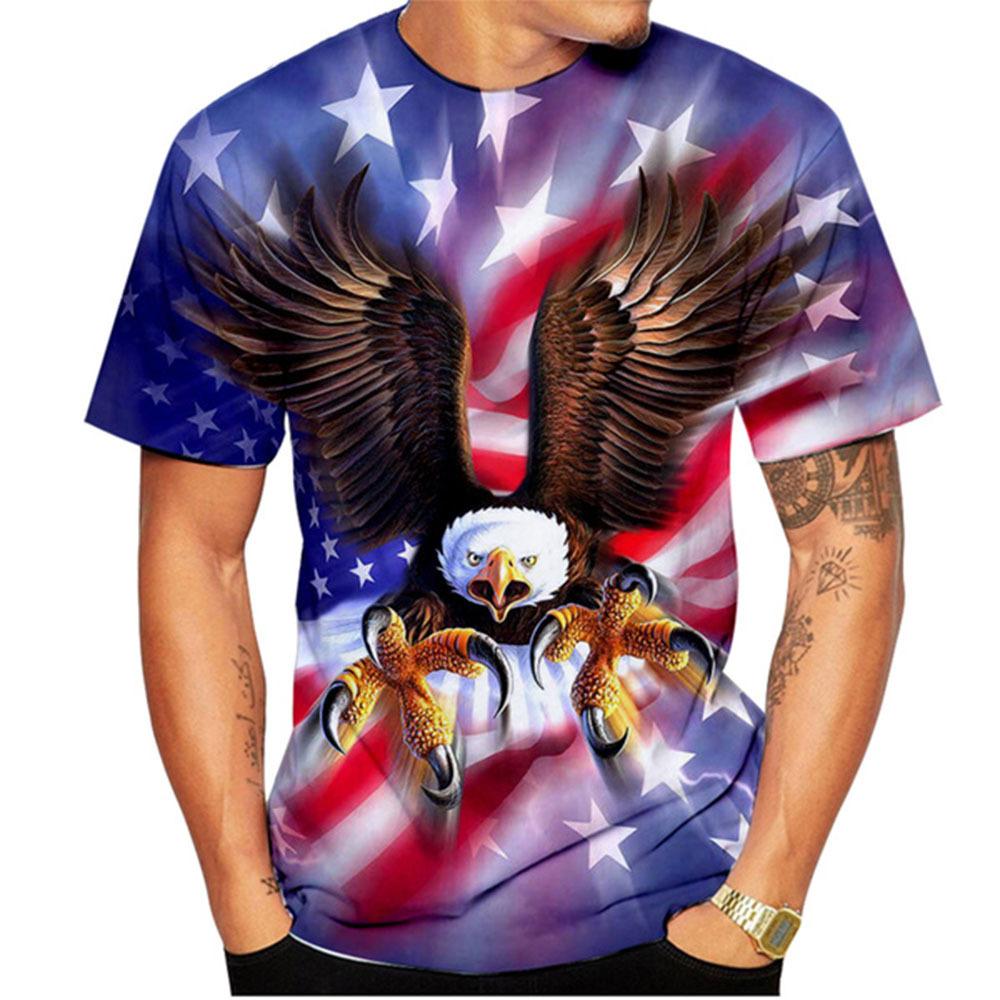 Summer 3D Digital Eagle Printed Tops Fashion Plus Size Short Sleeve T-shirt