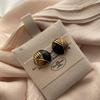 Premium Gilt Stud Earrings Retro Brushed Metal Ball Earrings Niche Exquisite Design French Earrings Women