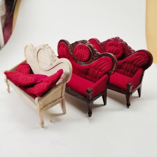 Mini Sofa Nostalgic No Burr Eco-friendly 0.05 Dollhouse Miniature Sofa for Girl