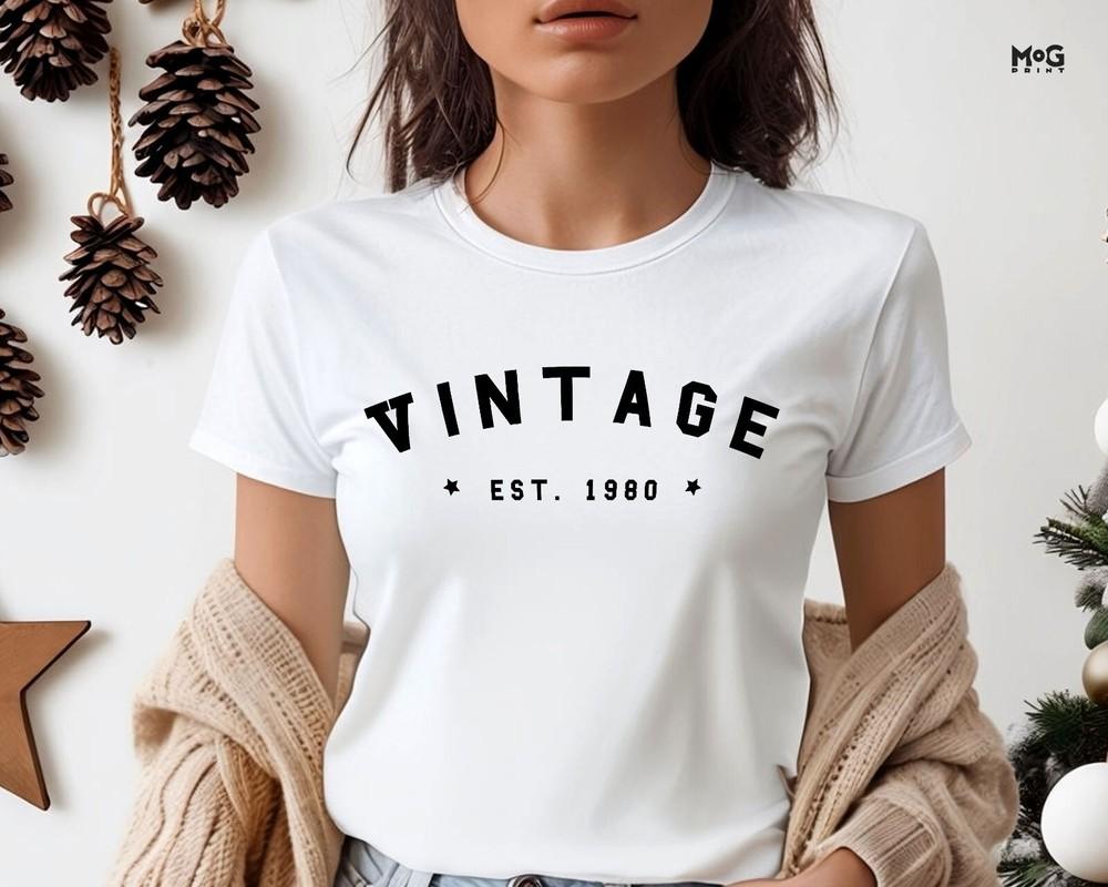 Custom Vintage Birthday T-shirt Bday Year Shirt Personalised Kids Adults Gifts