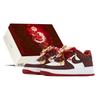Коробка Air Force 1, Свадебная обувь, Счастливый Дракон и Феникс Низкие кеды для скейтборда Женские Красный Белый HV5165-121(TeamA-S-BOX)