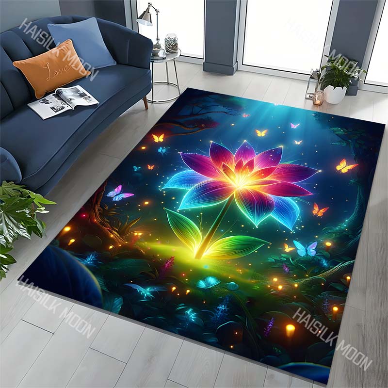 Fantasy Colorful Flowers Carpet for Living Room Bedroom Bedside Floor Mat Cloakroom Kids Activity Area Rugs Luxury Gifts
