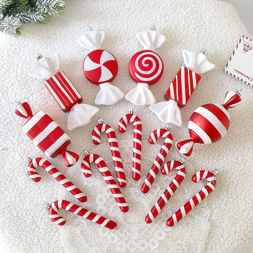 Hanging Loop Christmas Tree Ornaments Red White Lollipop Ornament Christmas Tree Decoration
