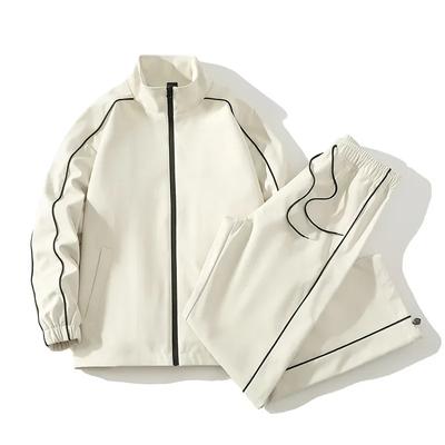 Мужская спортивная одежда для отдыха, фитнеса, молодежного однотонного тренда, студенческого костюма из двух частей из вафельной ткани