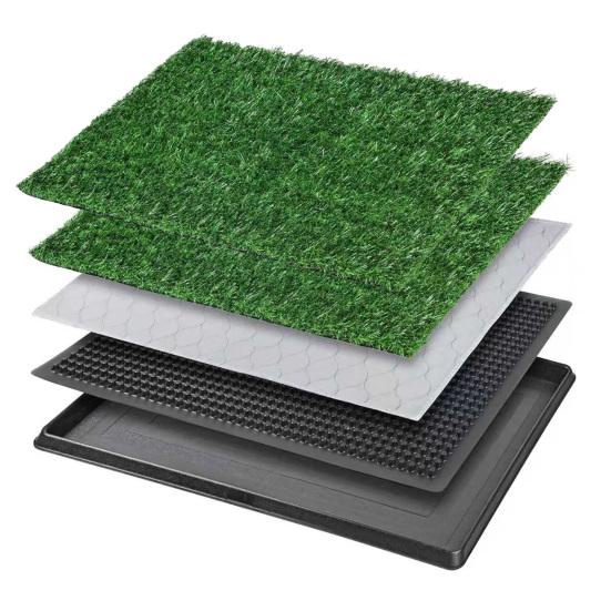 Искусственная трава, пеленка для собачьей мочи, искусственный газон, туалетный коврик для питомцев с поддоном, моющийся 3-слойный многоразовый коврик для приучения щенков к туалету для использования в помещении и на улице, для маленьких и средних собак