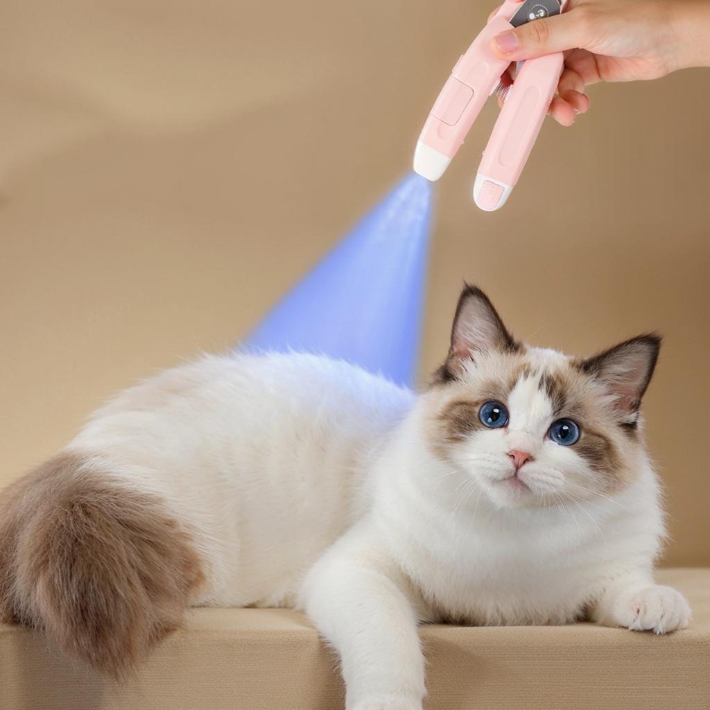 Ножницы для кошек и собак 2-в-1 с лампой и лаком для ногтей