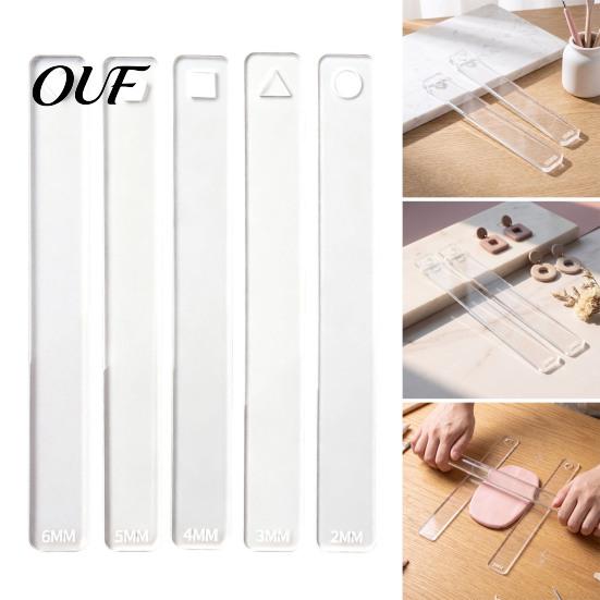 Handmade Jewelry Crafting Tools 1 Pair Acrylic Polymer Clay Depth Guide, 2/3/4/5/6mm Pottery Rolling Pin Transparent Guide Thickness Ruler for