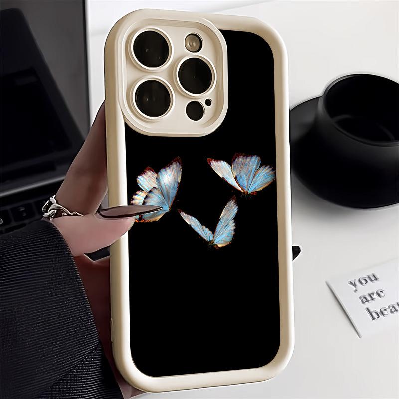 Новый китайский синий бабочка для iPhone17 мягкий чехол чехол для мобильного телефона 17ProMax простой 14 продвинутый 13 мелкое отверстие 12